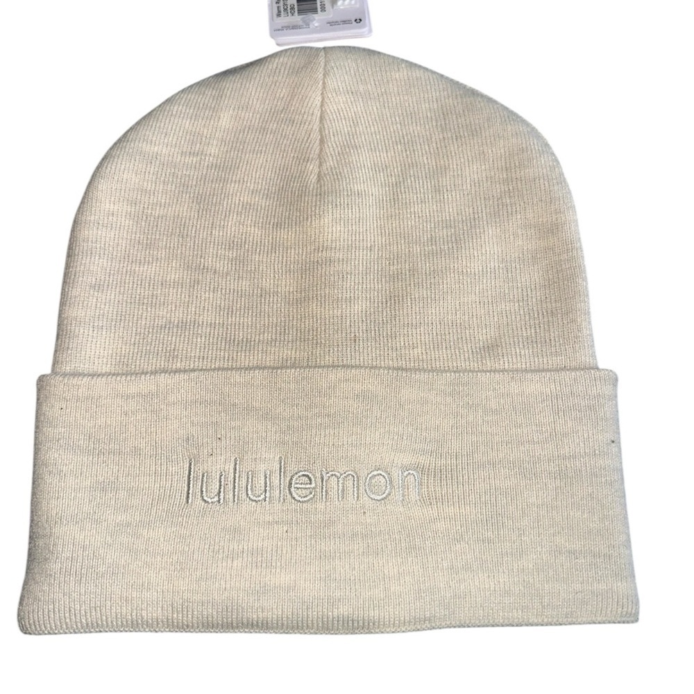 lululemon athletica Merino wool blend Heathered Cream Beanie NWT